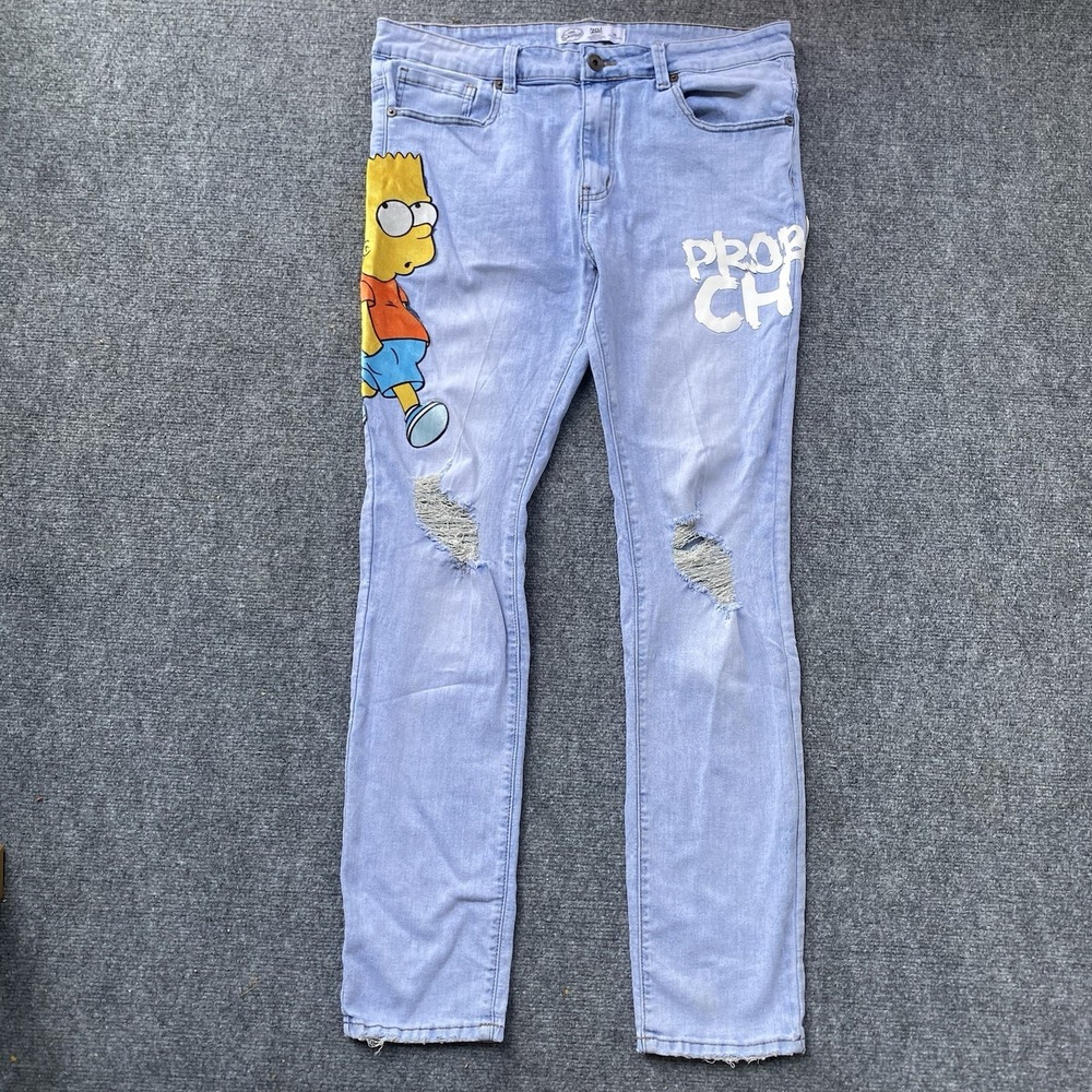 The Simpsons Jeans Mens 36x32 Problem Child Blue Denim Bart